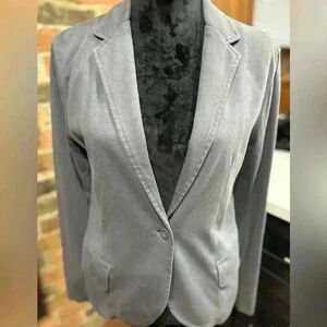 Garnet Hill Blazer Women’s 10 Cotton Casual Gray Jacket minimalist closet staple